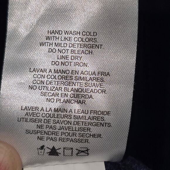 Ellen Tracy Long Top Womens XL Navy Textured Split Back Long Sleeve Button Up - Picture 6 of 8